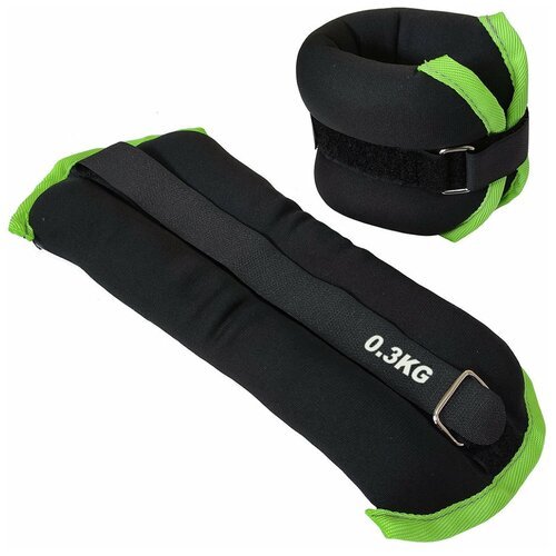 Утяжелители 'ALT Sport' (2х0,3кг) (нейлон) в сумке HKAW101-5 (черный с зеленой окантовкой)