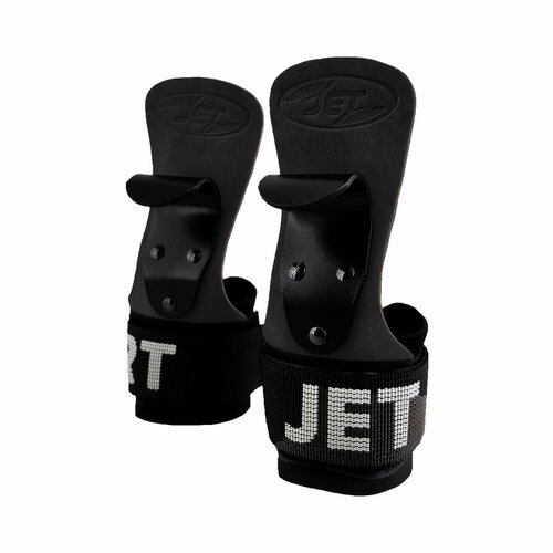 Крюки на руки c манжетой JetSport для тяги и турника из натуральной кожи черного цвета