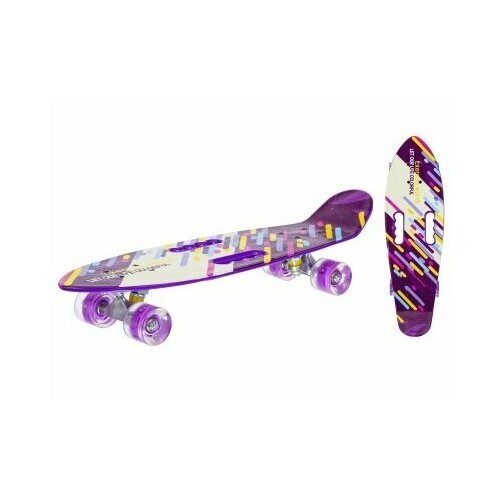 Скейтборд пластиковый PP с принтом, широкие колеса PU со светов, стойка: алюминиевая, размер платформы: 67*20 см.