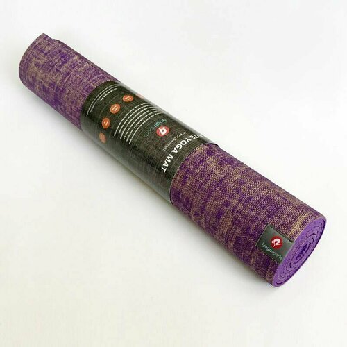 Коврик для йоги Iyogasports Jute (183х61 см) фиолетовый, толщина 5 мм, джут + PER