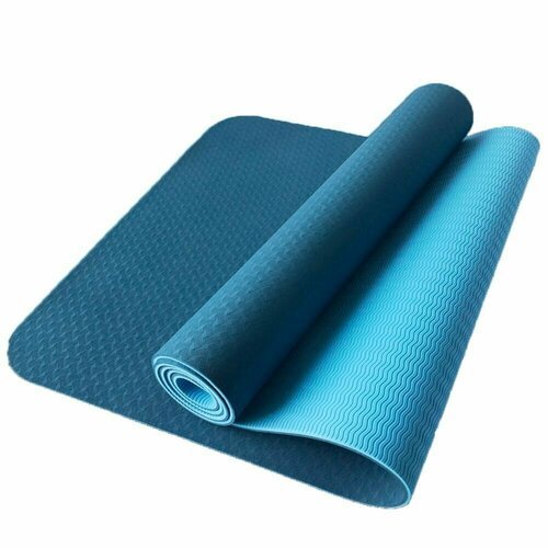 Коврик для йоги и фитнеса Yogastuff TPE, сине-голубой, 183*61*0,6 см