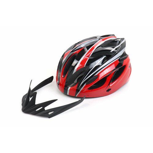Шлем Вело с козырьком (цв. красно-черный) (размер 54-60см)