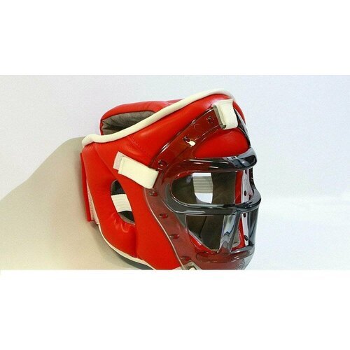 Ш35ИВ Шлем с маской для единоборств, иск. кожа (M), красный