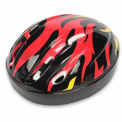 Шлем детский защитный для катания на велосипеде, самокате, роликах, скейтборде, обхват 52-54 см, размер М, 25х20х14 см, черный – 1 шт