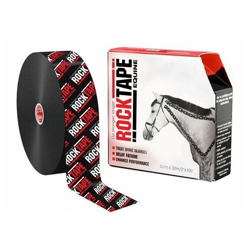 Кинезиотейп Rocktape Equine для животных (для лошадей, собак), 5 см х 32 м, черный лого