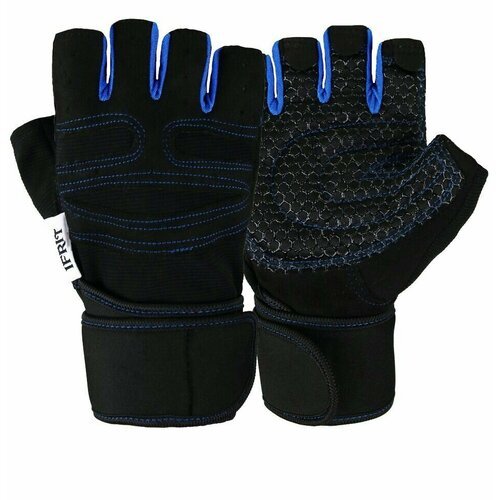 Перчатки тактические для фитнеса мужские IFRIT FOBOS цвет. черный/синий, раз. M