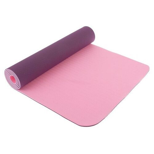 Коврик для йоги ТероПром 4466005 183 × 61 × 0,6 см, двухцветный, цвет фиолетовый