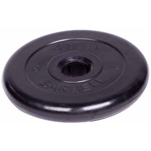 Barbell Диск обрезиненный d=51 мм, цвет чёрный, 5 кг Atlet