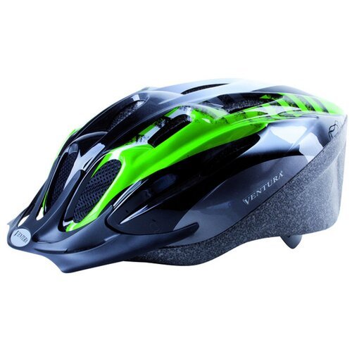 Шлем 5-731036 с сеточкой 11 отверстий, 54-58см черно-бело-зеленый M-WAVE ACTIVE