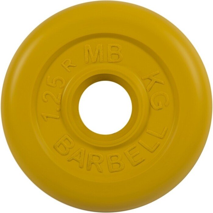 Диск обрезиненный MB Barbell 31 мм. 1.25 кг. желтый 'Стандарт'