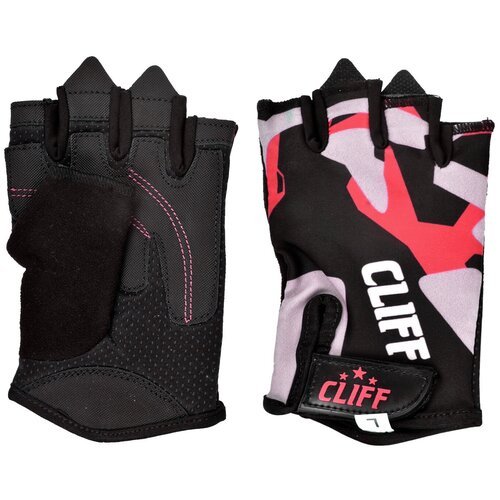 Перчатки для фитнеса CLIFF FG-009, чёрно-розовые, р.2XS