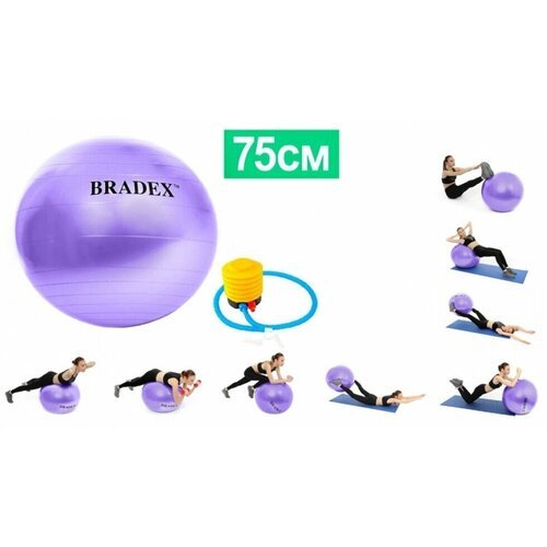 Мяч для фитнеса «ФИТБОЛ-75» с насосом, фиолетовый