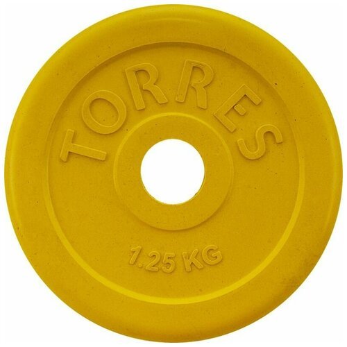 Диск обрезиненный TORRES 1.25 кг арт. PL50381, d.25мм, металл в резиновой оболочке, желтый