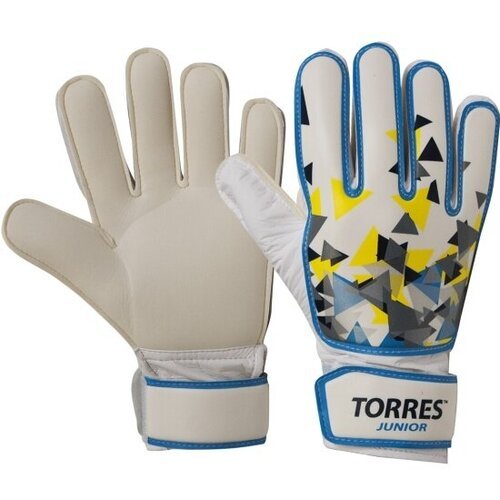 Перчатки вратарские Torres Jr, FG05212-6, размер 6, 2 мм латекс, удлиненная манжета , бело-голуб-желтый (подростковые)