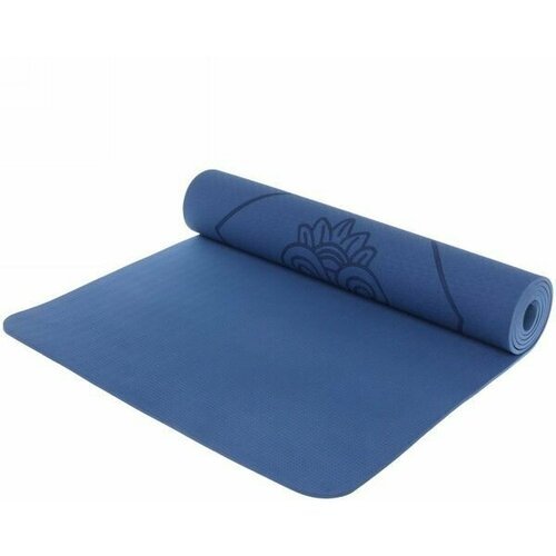 Коврик для йоги и фитнеса нескользящий 'Мандала', 183х61 см (ТРЕ), толщина 6 мм, синий