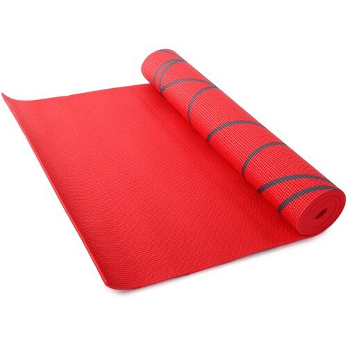 Коврик для фитнеса и йоги Larsen PVC красный с принтом р180х60х0,5см