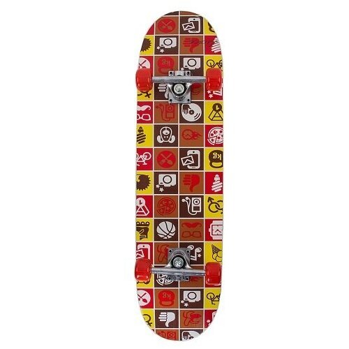 Детский скейтборд Larsen City 3, 31x8, красный/желтый