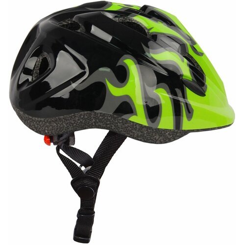 Шлем детский Flame черный/зеленый с регулировкой размера (50-57)