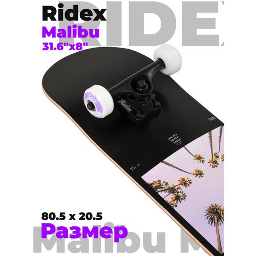 Детский скейтборд Ridex Malibu 31.6″X8″, 31.6x8, черный