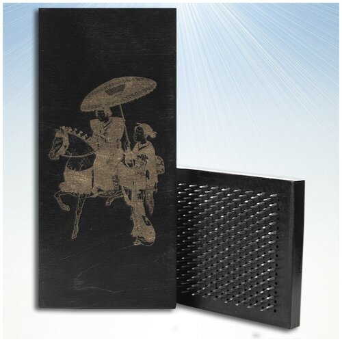 Доска Садху / Доска с гвоздями / Доска для Йоги / китай девушка гейша самурай - 1074, черная