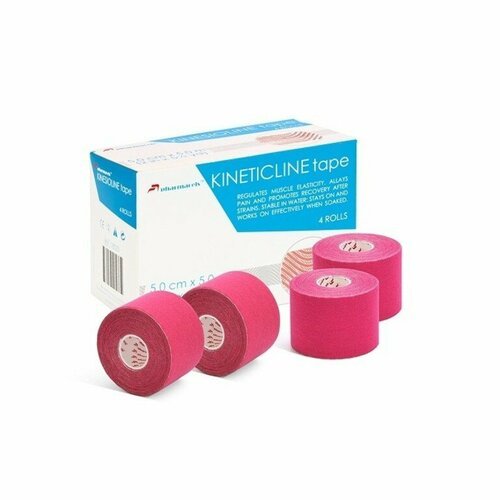 Кинезио тейп 5см х 5м розовый Pharmacels KINETICLINE Tape, 4 рулона