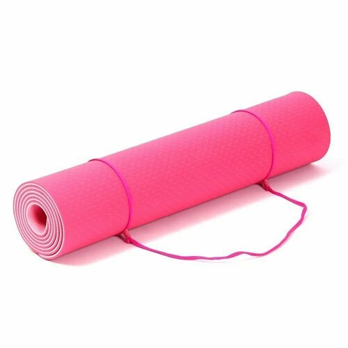 Коврик для йоги и фитнеса Yogastuff TPE 183*61*0.6 см, розовый - светло-розовый