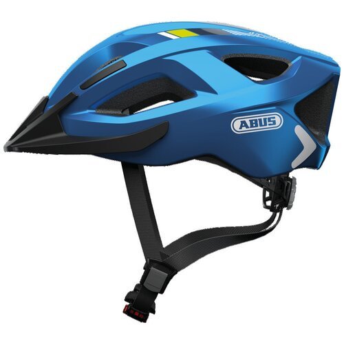 Шлем ABUS Aduro 2.0 с LED фонариком и светоотр элемент M(52-58см) с регулир. 295гр 14 отв сетка от насекомых голубой-синий 52-58см