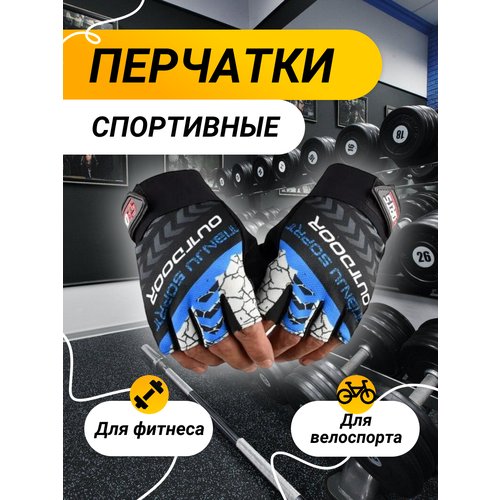 Перчатки спортивные для фитнеса и велоспорта (синие)