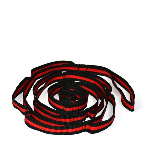 Ремень для йоги JPL-3012 с петлями (2,0м х 2,5см) в блистере цвет: черно-красный