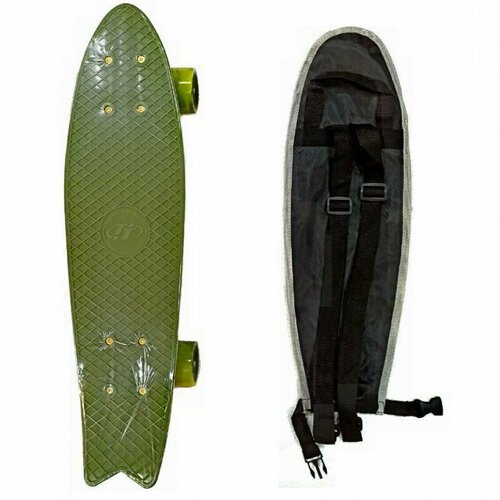 Скейтборд ТТ Fishboard, фишборд с чехлом, пенниборд, цвет хаки