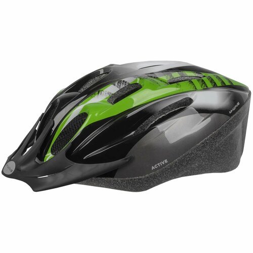 Шлем M-WAVE 5-731036 с сеточкой 11отв. 53-57см черно-бело-зеленый ACTIVE