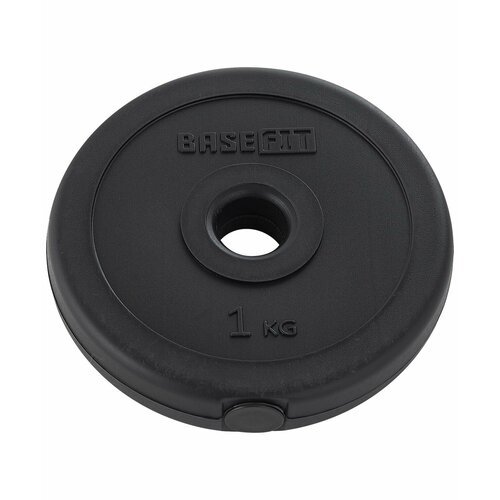 Диск пластиковый BASEFIT BB-203 1 кг, d=26 мм, черный.