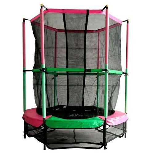 Каркасный батут DFC Jump Kids 55' (пружины амортизирующий трос) 50х74х24 см , зеленый/розовый