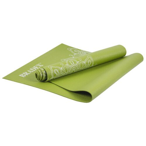 Коврик для йоги BRADEX SF 0404, 173х61х0.4 см зеленый рисунок 0.9 кг 0.4 см