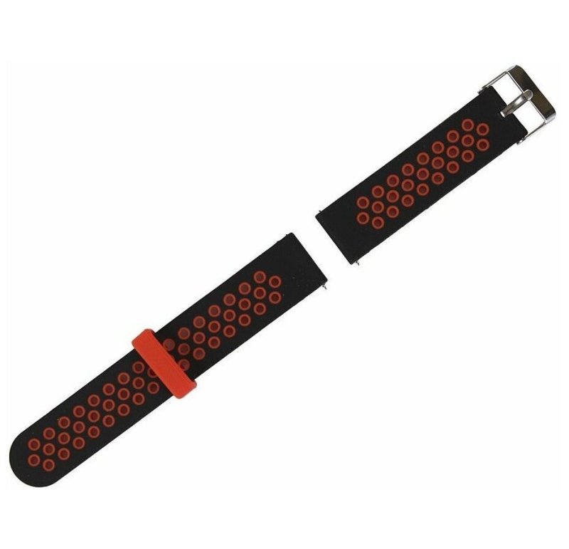 Ремешок силиконовый Red Line для Amazfit BIP/GTS 20 mm, черный с красным