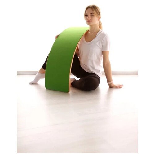 Балансировочная доска платформа для фитнеса, йоги, гимнастики, балансборд женский тренажер, зеленый коврик (820*300*15)