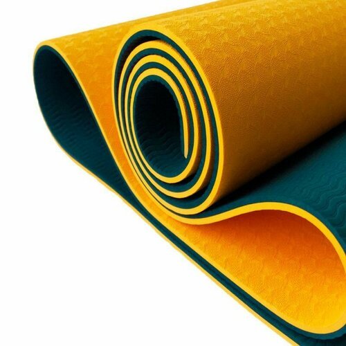 Коврик для йоги и фитнеса Yogastuff TPE, черно-оранжевый, 183*61*0,6 см