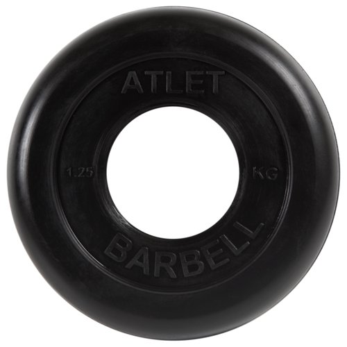 Диск обрезиненный MB Barbell Atlet черный 51 мм, 1,25 кг MB-AtletB51-1,25