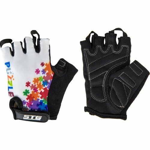 Велосипедные перчатки детские STG X98526-XC, размер XS, кожа/лайкра, черно-белые