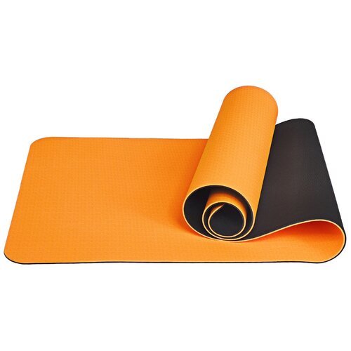 E33581 Коврик для йоги ТПЕ 183х61х0,6 см (оранжево/черный)