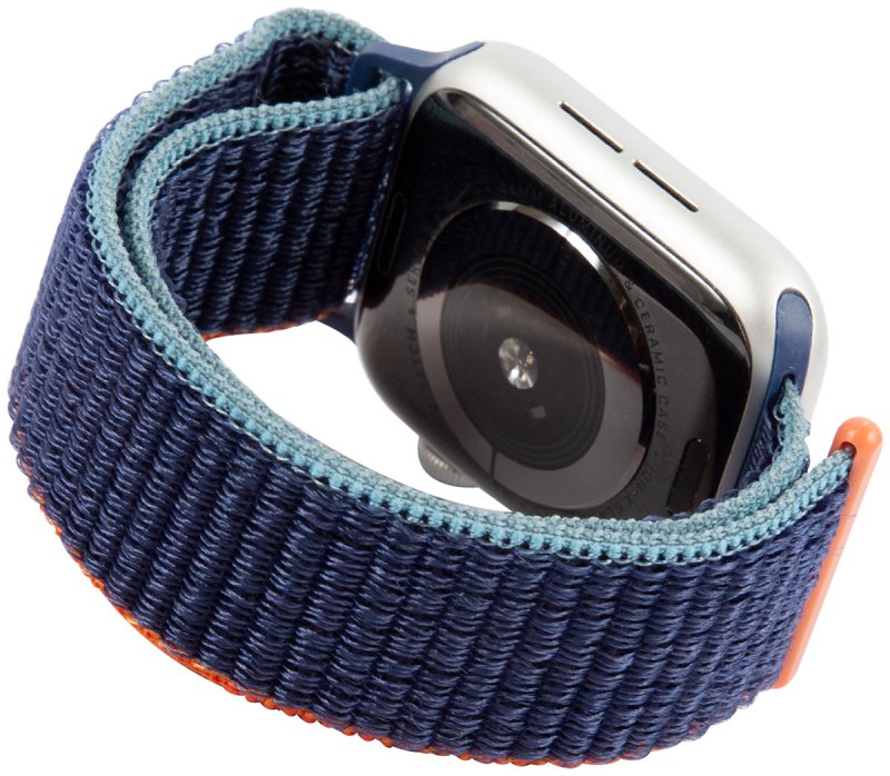 Ремешок нейлоновый mObility для Apple watch - 38-40 мм (S3/S4/S5 SE/S6), морская глубина с оранжево синим краем