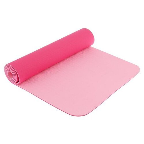 Коврик для йоги Sangh Yoga mat двухцветный, 183х61х0.6 см розовый однотонный 0.8 кг 0.6 см