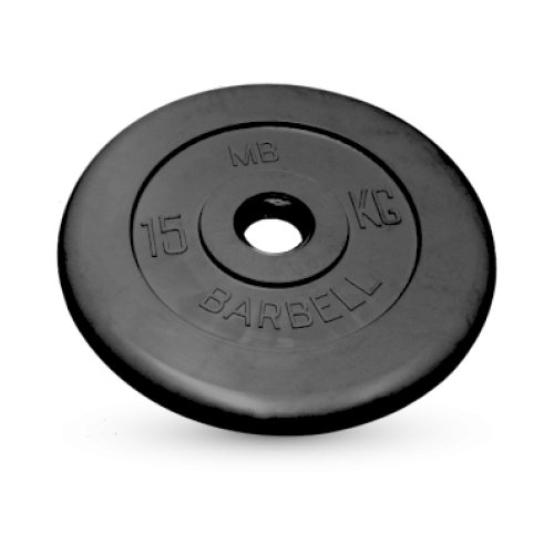 15 кг диск (блин) MB Barbell (черный) 50 мм.