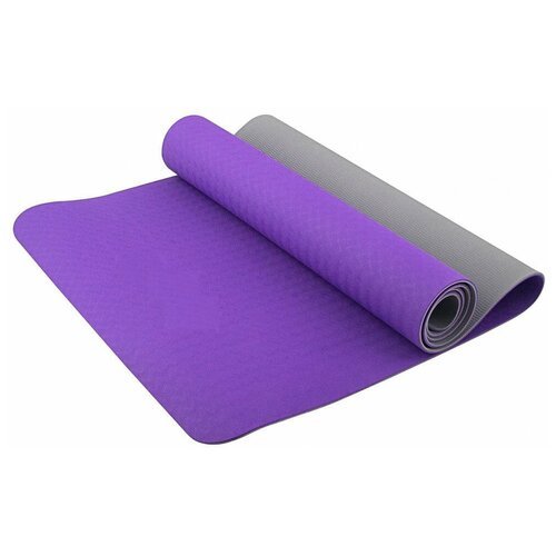 Коврик для йоги ТПЕ 183х61х0,6 см E39307 (фиолетово/серый)