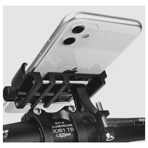 Металлический держатель телефона смартфона для велосипеда, самоката, электросамоката, электровелосипеда - серебристо стальной цвет