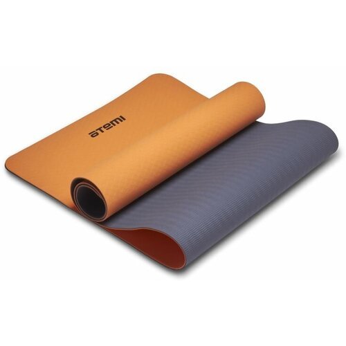 Коврик для йоги и фитнеса Atemi, AYM13С, TPE, 173х61х0,4 см, серо-оранжевый
