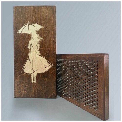 Доска садху с динамическими гвоздями, шаг 10мм, цвет Венге модель девушка зонтик - 1432