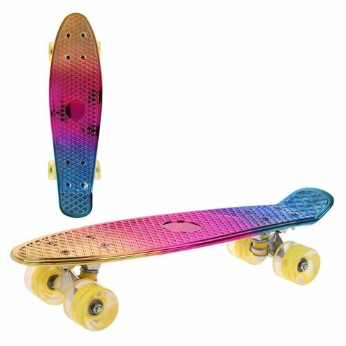 Скейтборд пластик с анодированной декой,56.5x14.5см, PU