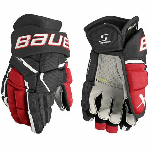 Перчатки хоккейные BAUER Supreme Mach S23 INT 1061899 (12 / черный-красный)