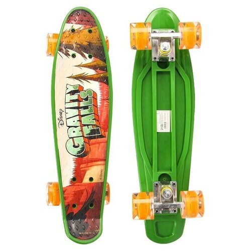 Пенни борд, пенниборд, скейтборд Gravity Falls 56 х 16 см, колёса световые PU 60х45 мм, ABEC 7, цвет зелёный